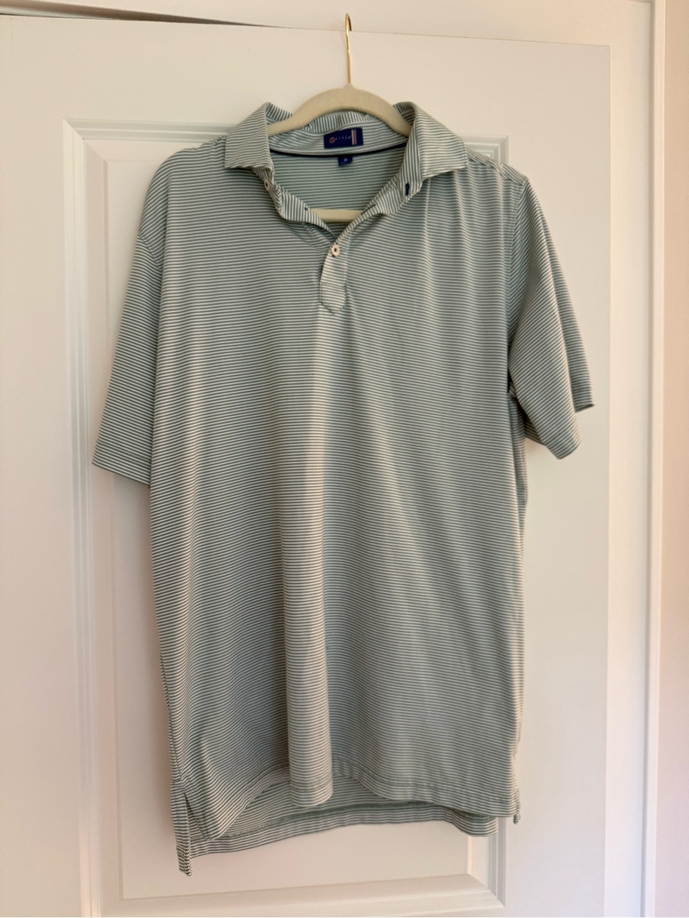 STITCH Men's Short Sleeve Polo Shirt - Light Green Stripe